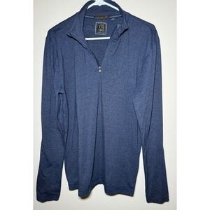 VTG 1946 Medium Blue Heathered 1/4 Zip Long Sleeve Pullover Men's Shirt